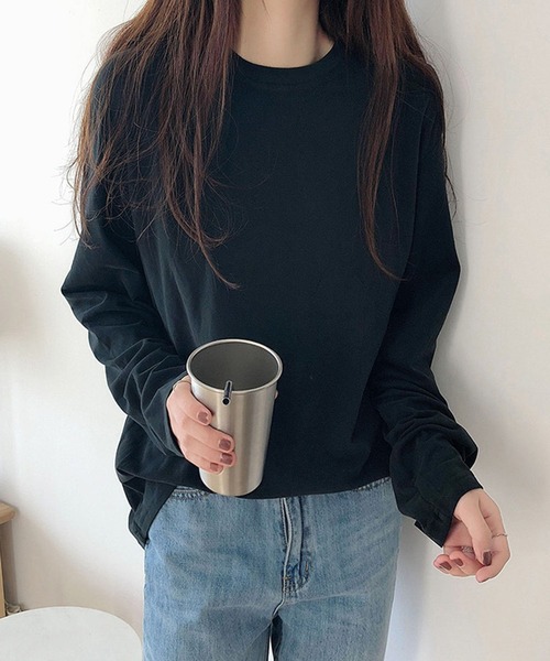shyam inspiration(シャムインスピレーション)の「オーバーサイズシンプルロンT/レイヤード/インナー(Tシャツ/カットソー・レディース・グレー/ホワイト/パープル/ブラック・LARGE/MEDIUM)」の1枚目の写真