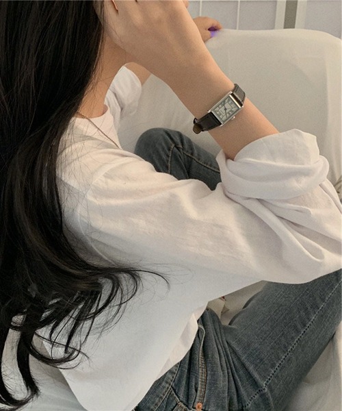 shyam inspiration(シャムインスピレーション)の「オーバーサイズシンプルロンT/レイヤード/インナー(Tシャツ/カットソー・レディース・グレー/ホワイト/パープル/ブラック・LARGE/MEDIUM)」の6枚目の写真
