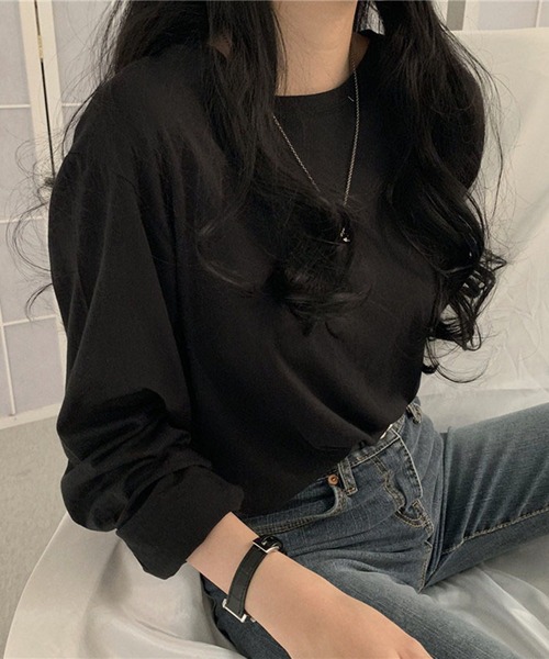 shyam inspiration(シャムインスピレーション)の「オーバーサイズシンプルロンT/レイヤード/インナー(Tシャツ/カットソー・レディース・グレー/ホワイト/パープル/ブラック・LARGE/MEDIUM)」の15枚目の写真