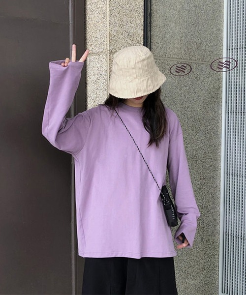 shyam inspiration(シャムインスピレーション)の「オーバーサイズシンプルロンT/レイヤード/インナー(Tシャツ/カットソー・レディース・グレー/ホワイト/パープル/ブラック・LARGE/MEDIUM)」の21枚目の写真