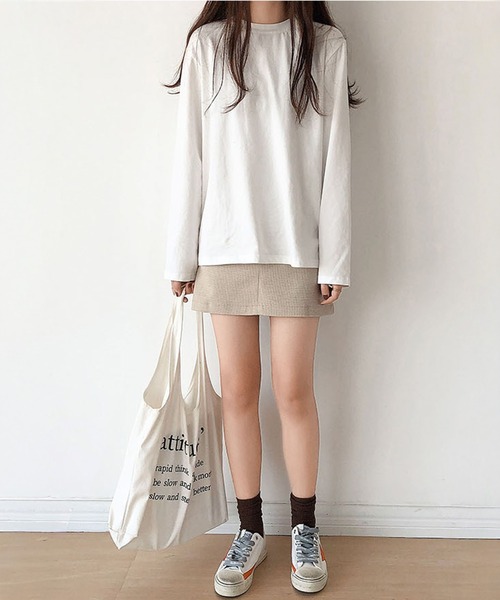 shyam inspiration(シャムインスピレーション)の「オーバーサイズシンプルロンT/レイヤード/インナー(Tシャツ/カットソー・レディース・グレー/ホワイト/パープル/ブラック・LARGE/MEDIUM)」の8枚目の写真