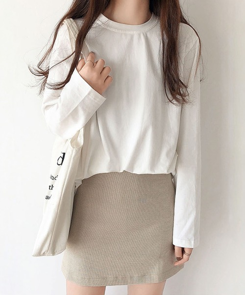 shyam inspiration(シャムインスピレーション)の「オーバーサイズシンプルロンT/レイヤード/インナー(Tシャツ/カットソー・レディース・グレー/ホワイト/パープル/ブラック・LARGE/MEDIUM)」の9枚目の写真