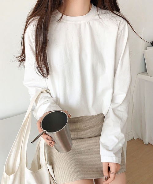 shyam inspiration(シャムインスピレーション)の「オーバーサイズシンプルロンT/レイヤード/インナー(Tシャツ/カットソー・レディース・グレー/ホワイト/パープル/ブラック・LARGE/MEDIUM)」の10枚目の写真