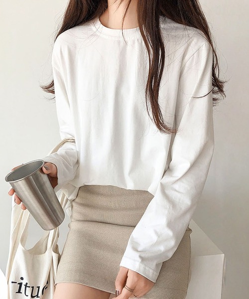 shyam inspiration(シャムインスピレーション)の「オーバーサイズシンプルロンT/レイヤード/インナー(Tシャツ/カットソー・レディース・グレー/ホワイト/パープル/ブラック・LARGE/MEDIUM)」の12枚目の写真