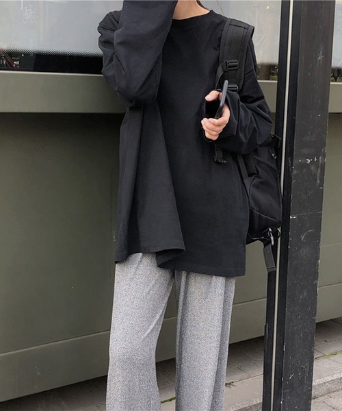 shyam inspiration(シャムインスピレーション)の「オーバーサイズシンプルロンT/レイヤード/インナー(Tシャツ/カットソー・レディース・グレー/ホワイト/パープル/ブラック・LARGE/MEDIUM)」の18枚目の写真