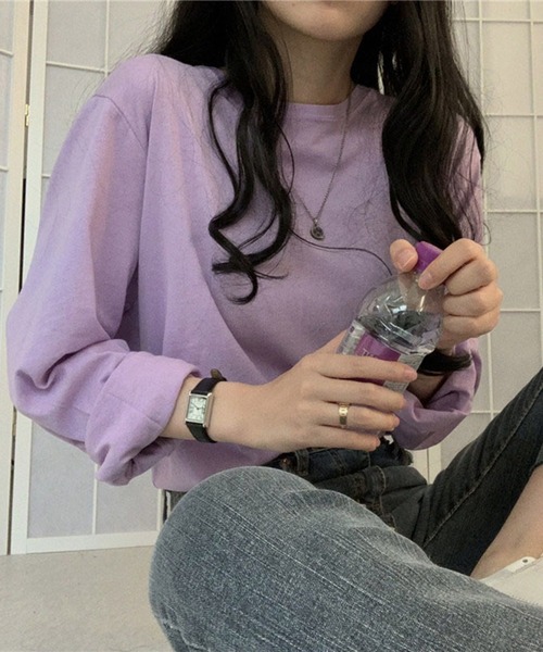 shyam inspiration(シャムインスピレーション)の「オーバーサイズシンプルロンT/レイヤード/インナー(Tシャツ/カットソー・レディース・グレー/ホワイト/パープル/ブラック・LARGE/MEDIUM)」の20枚目の写真