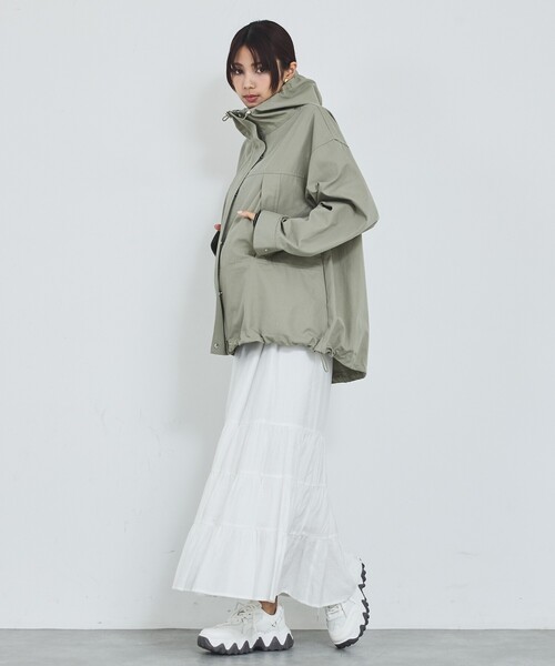 abahouse mavie（アバハウスマヴィ）の「【ライトアウター】フーデッドブルゾン/春服/マウンテンパーカー/通勤/羽織り（ブルゾン・レディース・カーキ/ベージュ/ブラック・フリー）」の4枚目の写真