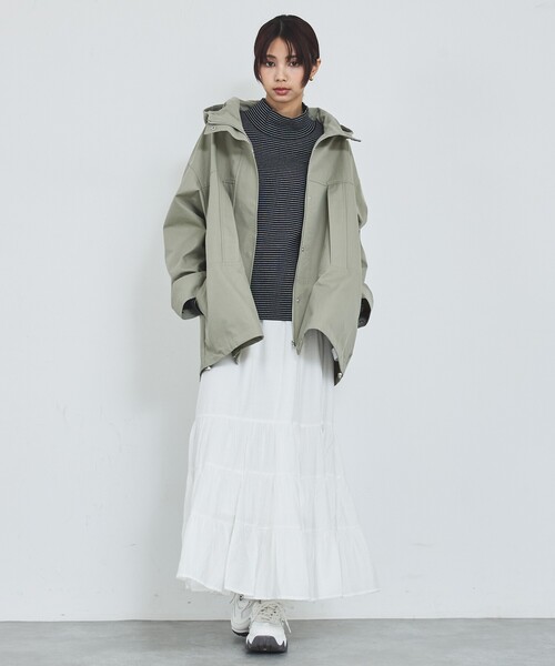 abahouse mavie（アバハウスマヴィ）の「【ライトアウター】フーデッドブルゾン/春服/マウンテンパーカー/通勤/羽織り（ブルゾン・レディース・カーキ/ベージュ/ブラック・フリー）」の5枚目の写真