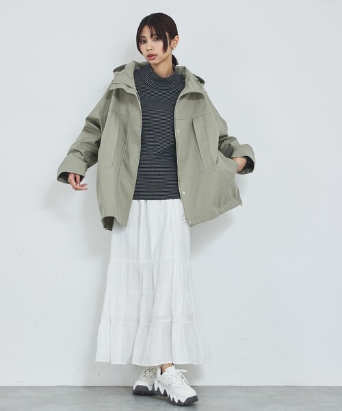 abahouse mavie（アバハウスマヴィ）の「【ライトアウター】フーデッドブルゾン/春服/マウンテンパーカー/通勤/羽織り（ブルゾン・レディース・カーキ/ベージュ/ブラック・フリー）」の6枚目の写真