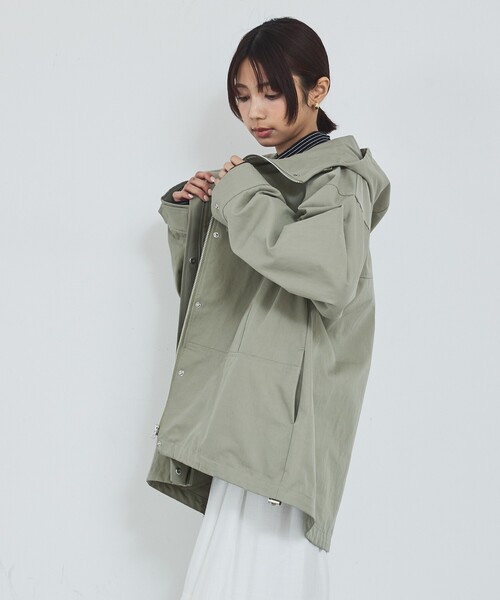 abahouse mavie（アバハウスマヴィ）の「【ライトアウター】フーデッドブルゾン/春服/マウンテンパーカー/通勤/羽織り（ブルゾン・レディース・カーキ/ベージュ/ブラック・フリー）」の9枚目の写真