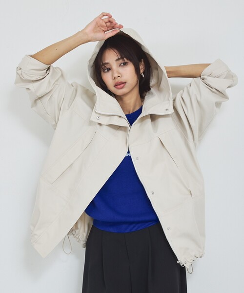 abahouse mavie（アバハウスマヴィ）の「【ライトアウター】フーデッドブルゾン/春服/マウンテンパーカー/通勤/羽織り（ブルゾン・レディース・カーキ/ベージュ/ブラック・フリー）」の17枚目の写真