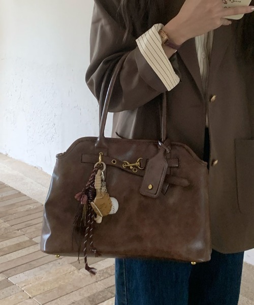 LAC-VERT(ラック・ヴェール)の「ヴィンテージ風ビッグトートバッグ(トートバッグ・レディース・ブラック/ブラウン・FREE)」の1枚目の写真