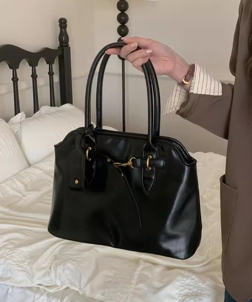 LAC-VERT(ラック・ヴェール)の「ヴィンテージ風ビッグトートバッグ(トートバッグ・レディース・ブラック/ブラウン・FREE)」の3枚目の写真