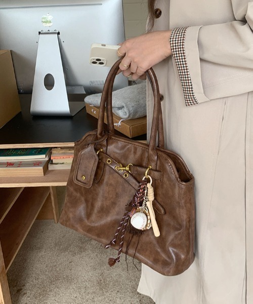 LAC-VERT(ラック・ヴェール)の「ヴィンテージ風ビッグトートバッグ(トートバッグ・レディース・ブラック/ブラウン・FREE)」の12枚目の写真