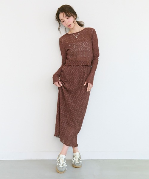 Tiny EDEN（タイニーエデン）の「【2WAY セットアップ対応】シアーレースカーディガン ショート丈（カーディガン/ボレロ・レディース・ブラウン/ブルー・FREE）」の13枚目の写真