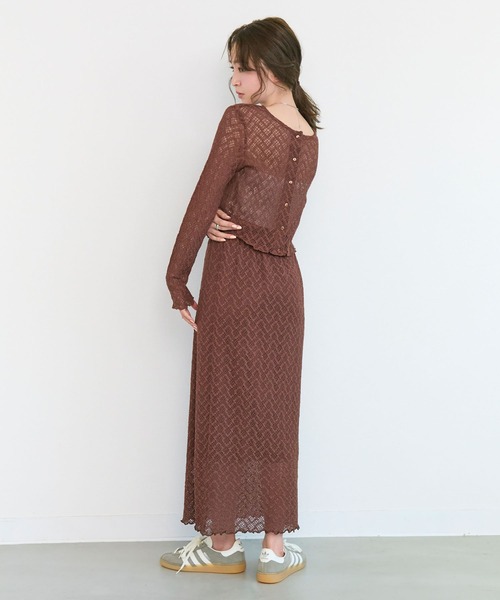 Tiny EDEN（タイニーエデン）の「【2WAY セットアップ対応】シアーレースカーディガン ショート丈（カーディガン/ボレロ・レディース・ブラウン/ブルー・FREE）」の15枚目の写真