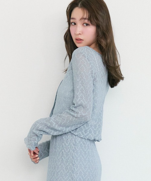 Tiny EDEN（タイニーエデン）の「【2WAY セットアップ対応】シアーレースカーディガン ショート丈（カーディガン/ボレロ・レディース・ブラウン/ブルー・FREE）」の21枚目の写真