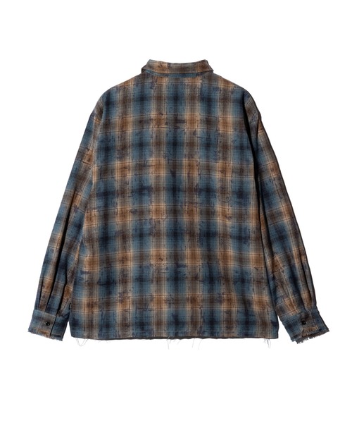 glamb(グラム)の「Grunge Stain Check Shirt / グランジステインチェックシャツ(シャツ/ブラウス・メンズ・レッド/ブルー・S/M/L)」の5枚目の写真