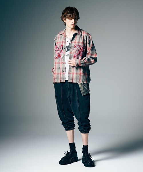 glamb(グラム)の「Grunge Stain Check Shirt / グランジステインチェックシャツ(シャツ/ブラウス・メンズ・レッド/ブルー・S/M/L)」の11枚目の写真