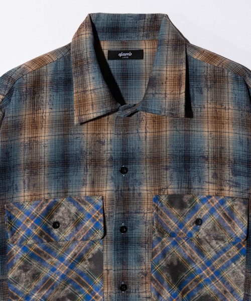 glamb(グラム)の「Grunge Stain Check Shirt / グランジステインチェックシャツ(シャツ/ブラウス・メンズ・レッド/ブルー・S/M/L)」の15枚目の写真