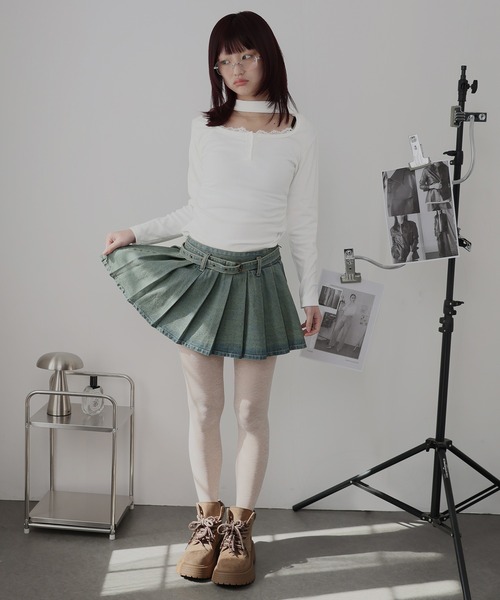 Ulysses(ユリシス)の「レースレイヤードチョーカートップス(Tシャツ/カットソー・レディース・ブラック/ホワイト/グレー・M/S)」の9枚目の写真
