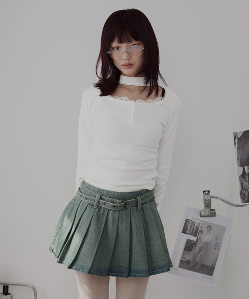 Ulysses(ユリシス)の「レースレイヤードチョーカートップス(Tシャツ/カットソー・レディース・ブラック/ホワイト/グレー・M/S)」の13枚目の写真