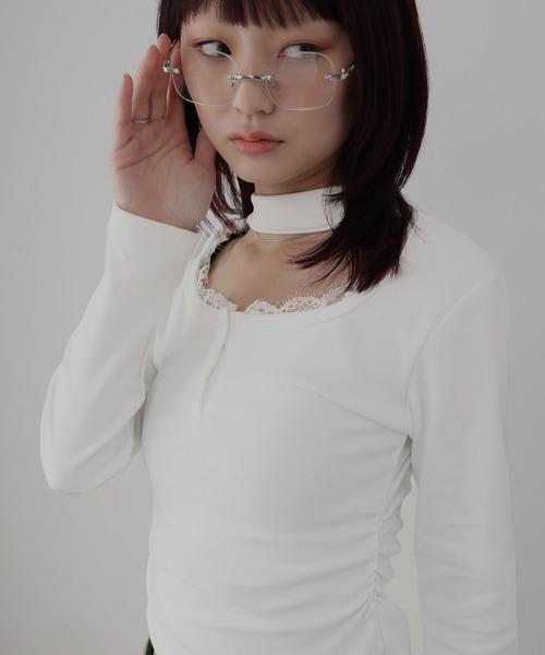 Ulysses(ユリシス)の「レースレイヤードチョーカートップス(Tシャツ/カットソー・レディース・ブラック/ホワイト/グレー・M/S)」の19枚目の写真