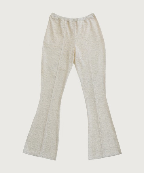 kiehtova（キエトヴァ）の「【kiehtova】LACE TEXTURE FLARE PANTS/レーステクスチャーフレアパンツ KTWR59（その他パンツ・レディース・ブラック/ホワイト・FREE）」の2枚目の写真