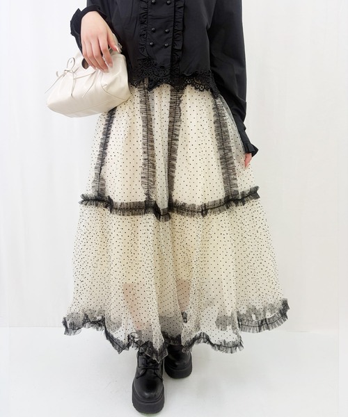frunco(フランコ)の「【ZOZOTOWN限定】ドットボリュームチュールスカート(スカート・レディース・ブルー/ピンク/アイボリー/ブラック・FREE)」の1枚目の写真