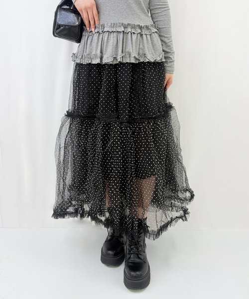 frunco(フランコ)の「【ZOZOTOWN限定】ドットボリュームチュールスカート(スカート・レディース・ブルー/ピンク/アイボリー/ブラック・FREE)」の2枚目の写真