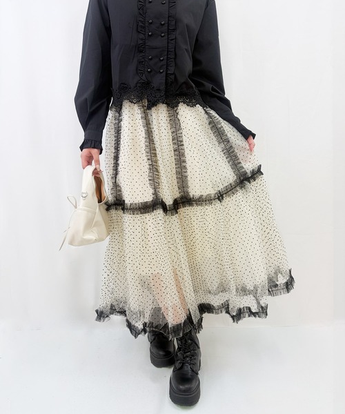 frunco(フランコ)の「【ZOZOTOWN限定】ドットボリュームチュールスカート(スカート・レディース・ブルー/ピンク/アイボリー/ブラック・FREE)」の6枚目の写真