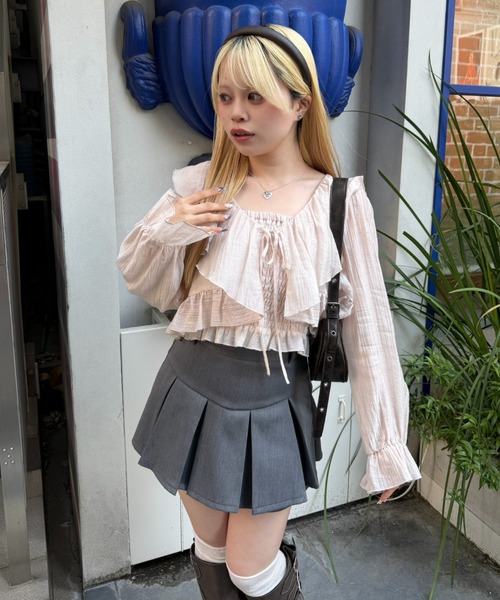 continuer de NICE CLAUP(コンティニューデナイスクラップ)の「ラッフルブラウス&シャーリングキャミ(シャツ/ブラウス・レディース・ピンク/ブラック/ブルー系その他/アイボリー/イエロー/ドット・FREE)」の18枚目の写真