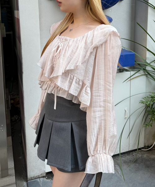 continuer de NICE CLAUP(コンティニューデナイスクラップ)の「ラッフルブラウス&シャーリングキャミ(シャツ/ブラウス・レディース・ピンク/ブラック/ブルー系その他/アイボリー/イエロー/ドット・FREE)」の21枚目の写真