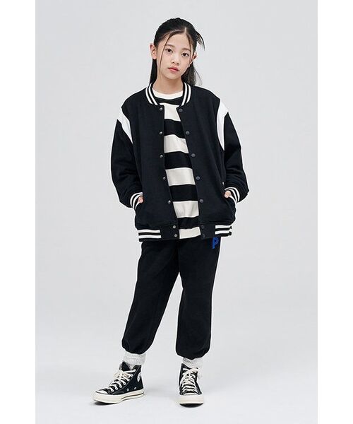 MUSINSA STANDARD KIDS（ムシンサスタンダードキッズ）の「オーバーサイズスウェットバスティジャケット[ブラック]（ブルゾン・レディース・その他・140/120/130/110/100/150/160）」の2枚目の写真