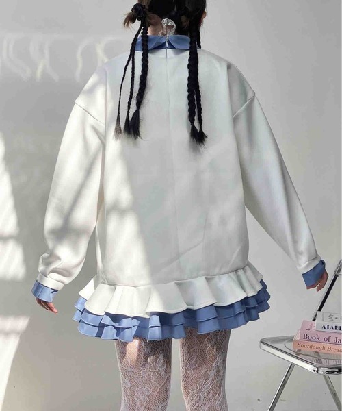 AS KNOW AS plus(アズノゥアズプラス)の「〇シャツドッキングデザイン フリルチュニック(チュニック・レディース・ネイビー/杢グレー/アイボリー・FREE)」の18枚目の写真