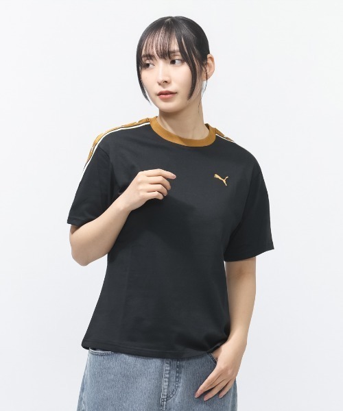 PUMA(プーマ)の「プーマ PUMA ESS ELEVATED MX SS テープ Tシャツ(Tシャツ/カットソー・レディース・クリーム/ブラック/ブラウン・S/M/L/XL)」の2枚目の写真