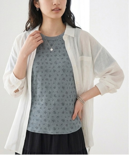 ALWAYS GOOD TIME(オルウェイズグッドタイム)の「【JEMORGAN / ジェーイーモーガン】花柄ワッフルハーフスリーブピグメントT(Tシャツ/カットソー・レディース・ブルー系/イエロー系/ブラック系/グリーン系・F)」の13枚目の写真