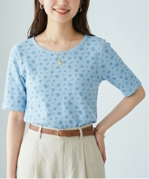 ALWAYS GOOD TIME(オルウェイズグッドタイム)の「【JEMORGAN / ジェーイーモーガン】花柄ワッフルハーフスリーブピグメントT(Tシャツ/カットソー・レディース・ブルー系/イエロー系/ブラック系/グリーン系・F)」の20枚目の写真