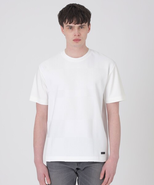 BLACK LABEL CRESTBRIDGE(ブラックレーベル・クレストブリッジ)の「フェードカラーパネルシャドーチェックTシャツ(Tシャツ/カットソー・メンズ・オフホワイト/ライトグレー/ブラック/ブルー系その他2・L/M/XL)」の1枚目の写真