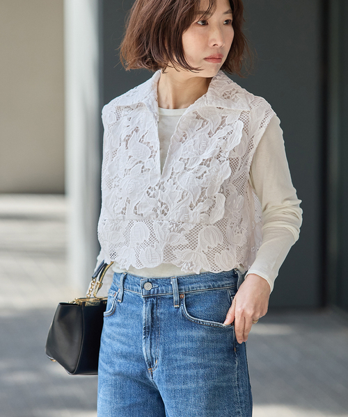 journal standard L'essage(ジャーナルスタンダードレサージュ)の「《追加》ケミカルコードレースノースリーブブラウス(シャツ/ブラウス・レディース・ホワイト/ブラック・FREE)」の8枚目の写真