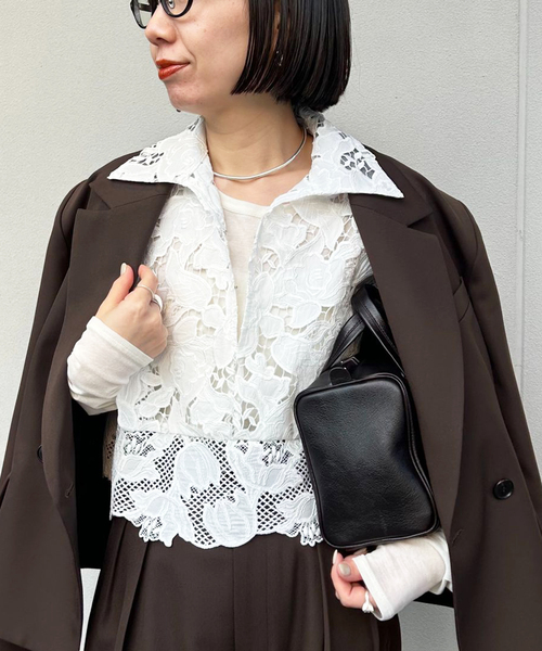 journal standard L'essage(ジャーナルスタンダードレサージュ)の「《追加》ケミカルコードレースノースリーブブラウス(シャツ/ブラウス・レディース・ホワイト/ブラック・FREE)」の13枚目の写真