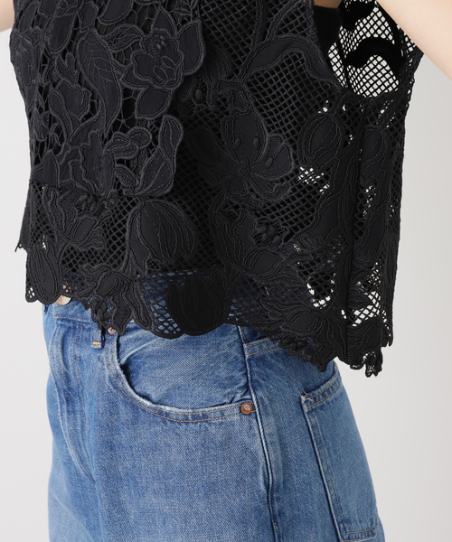 journal standard L'essage(ジャーナルスタンダードレサージュ)の「《追加》ケミカルコードレースノースリーブブラウス(シャツ/ブラウス・レディース・ホワイト/ブラック・FREE)」の18枚目の写真