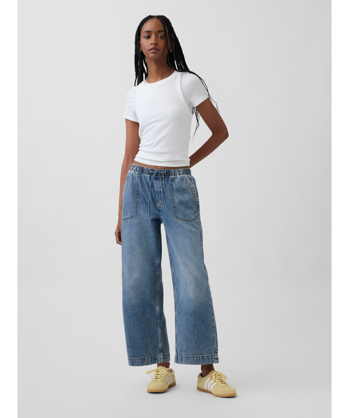 GAP(ギャップ)の「ローライズ '90S ルーズフィット イージーウエスト クロップドデニム(デニムパンツ・レディース・インディゴブルー・L/M/XS/S/XXS)」の2枚目の写真