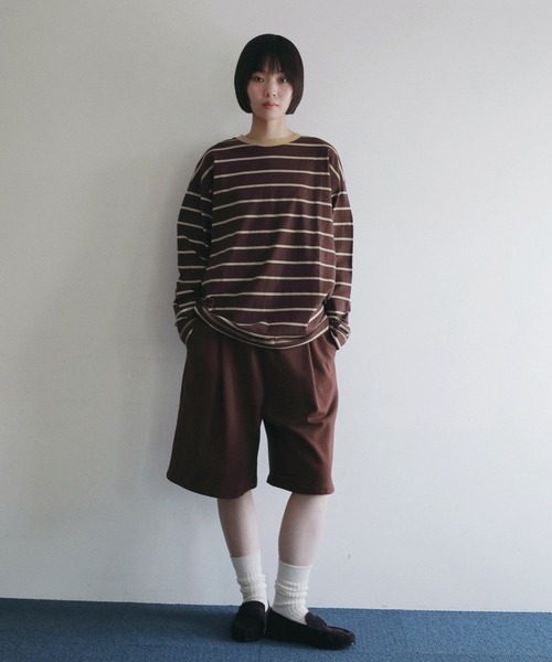 anuke（アンヌーク）の「Border Loose Long T-shirts（Tシャツ/カットソー・レディース・チャコールグレー/ブラウン/ブルー系その他・FREE）」の11枚目の写真