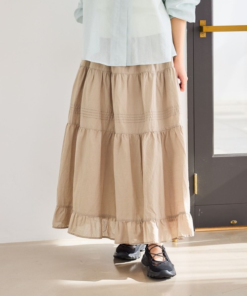 studio CLIP（スタディオクリップ）の「タックギャザーロングスカート（スカート・レディース・ベージュ/ブラック/オフホワイト・FREE）」の3枚目の写真