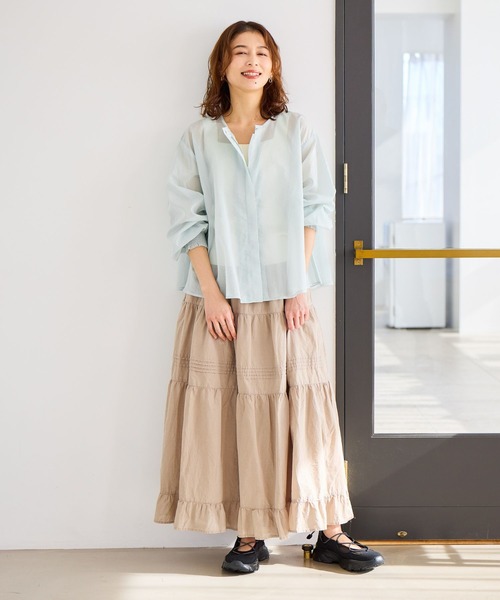 studio CLIP（スタディオクリップ）の「タックギャザーロングスカート（スカート・レディース・ベージュ/ブラック/オフホワイト・FREE）」の12枚目の写真