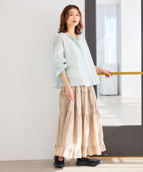 studio CLIP（スタディオクリップ）の「タックギャザーロングスカート（スカート・レディース・ベージュ/ブラック/オフホワイト・FREE）」の11枚目の写真