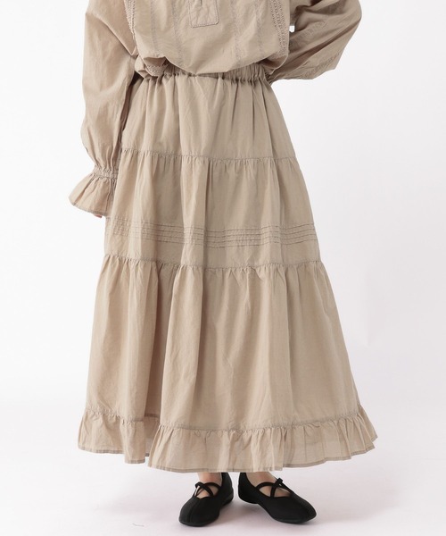 studio CLIP（スタディオクリップ）の「タックギャザーロングスカート（スカート・レディース・ベージュ/ブラック/オフホワイト・FREE）」の4枚目の写真