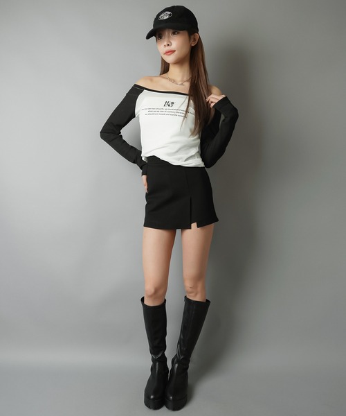 SPINNS(スピンズ)の「タイトミニスカート/スリット/ウエストゴム(スカート・レディース・ブラック・ONESIZE)」の6枚目の写真