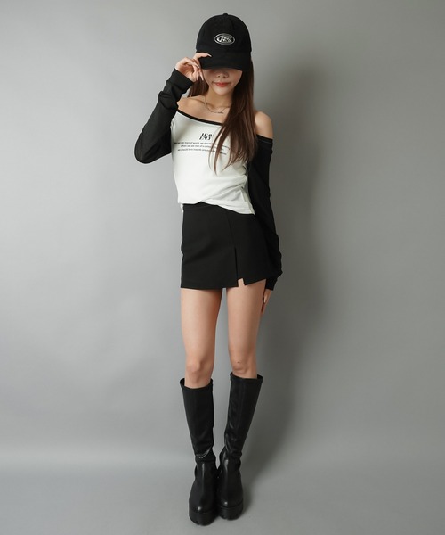 SPINNS(スピンズ)の「タイトミニスカート/スリット/ウエストゴム(スカート・レディース・ブラック・ONESIZE)」の7枚目の写真